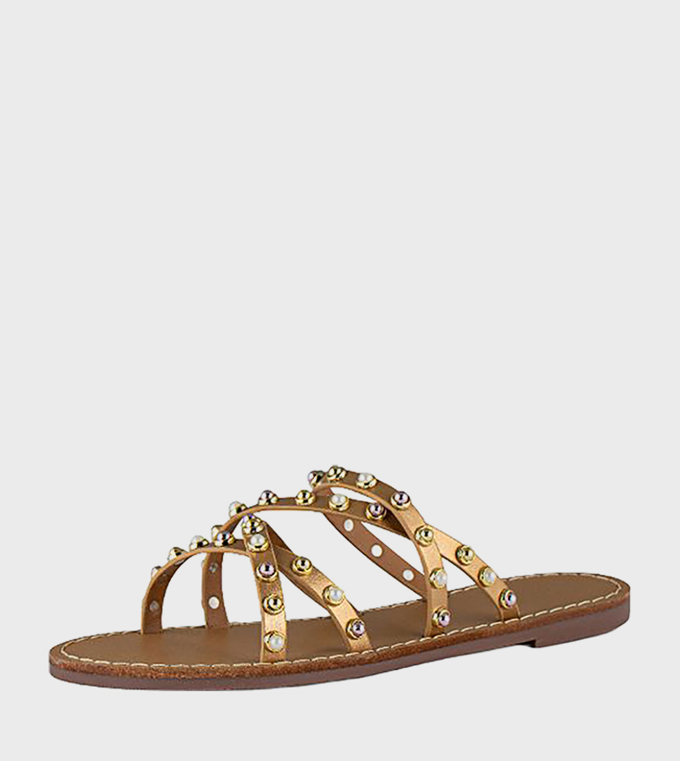 فينتشي  الصنادل المسطحة - ذهبي Flat Sandals