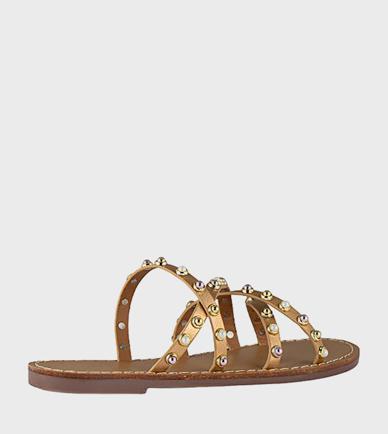 فينتشي  الصنادل المسطحة - ذهبي Flat Sandals