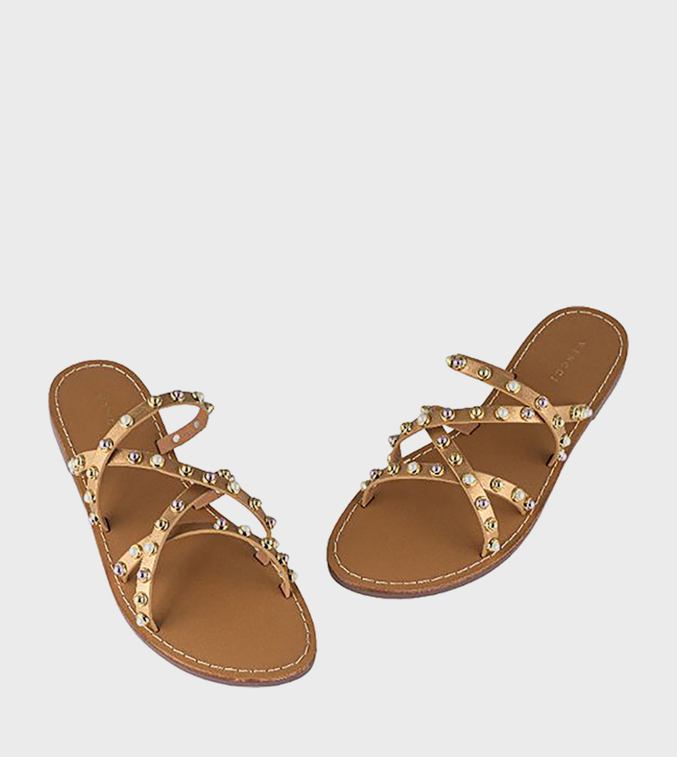 فينتشي  الصنادل المسطحة - ذهبي Flat Sandals