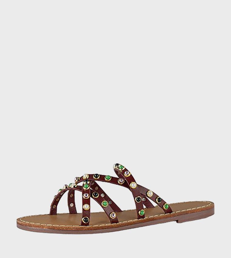 فينتشي  الصنادل المسطحة - أحمر Flat Sandals