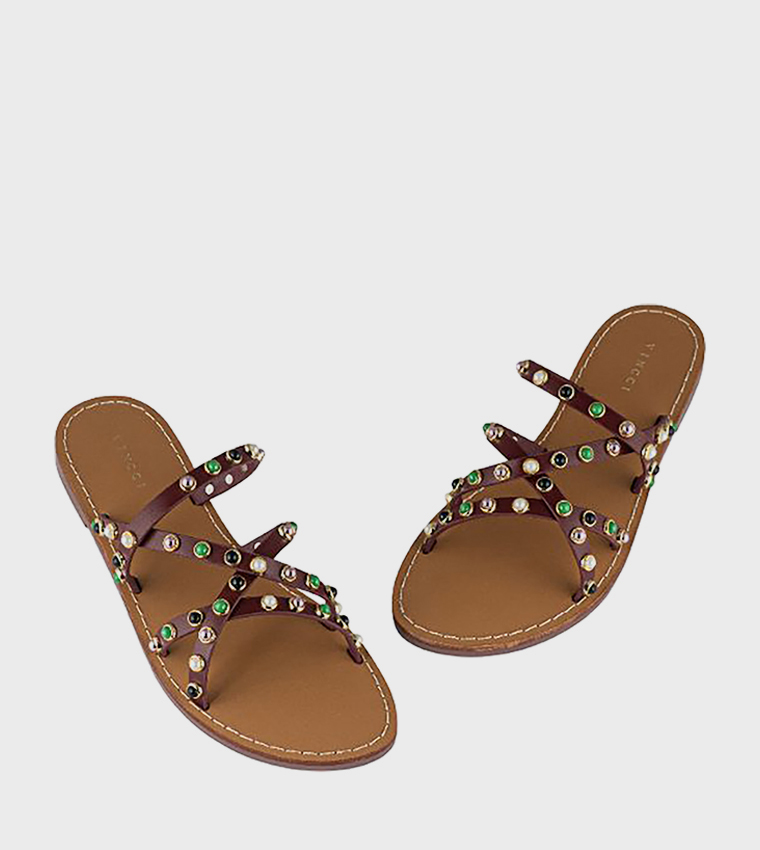 فينتشي  الصنادل المسطحة - أحمر Flat Sandals
