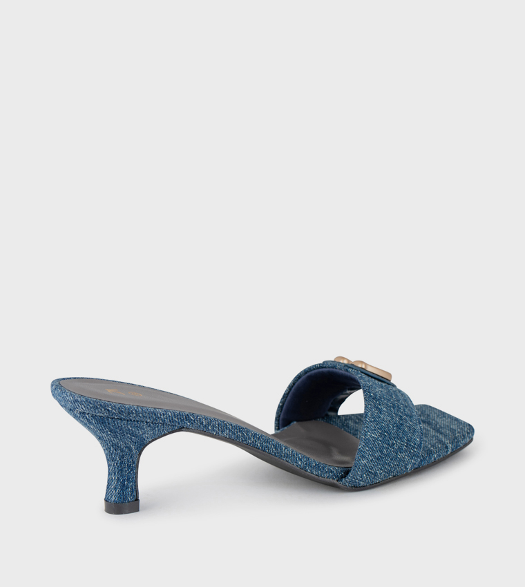 Accessory Detail Denim Heeled Sandals
