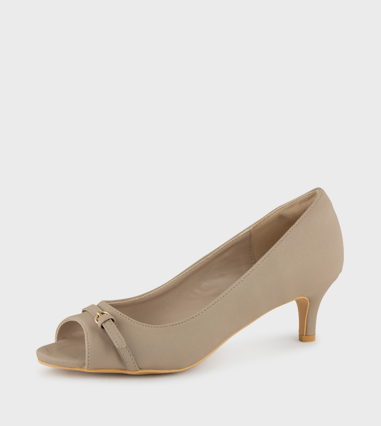 Buckle Detail Peep-Toe Pumps