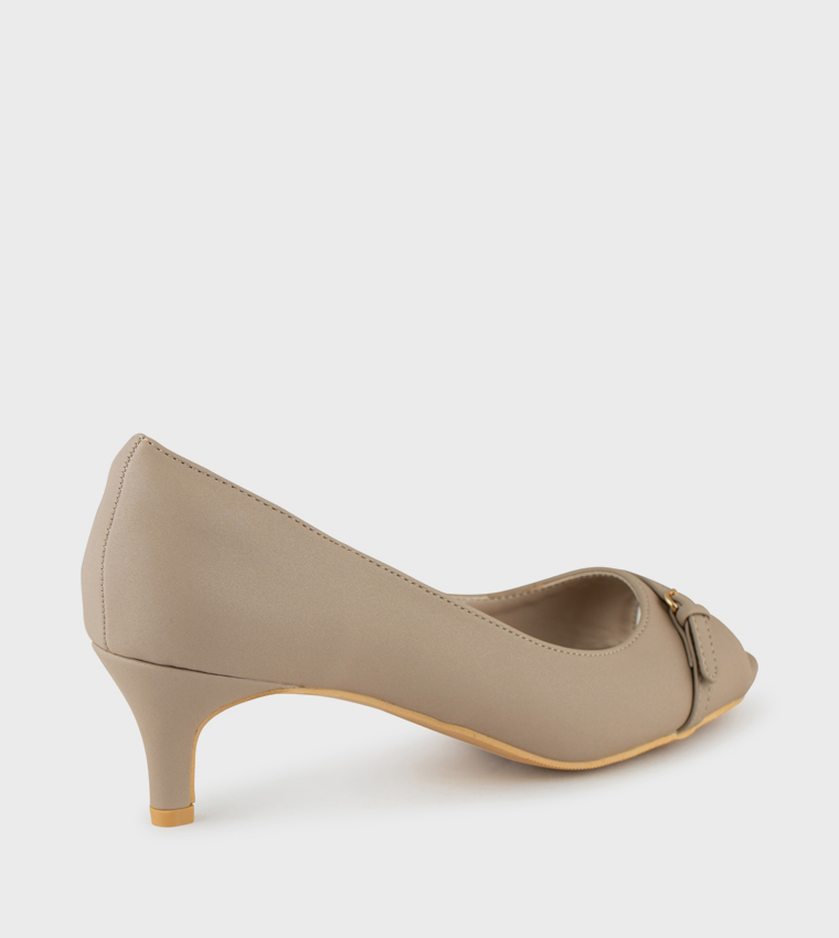 Buckle Detail Peep-Toe Pumps