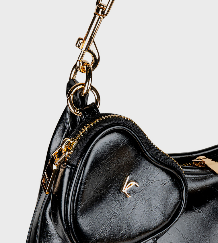 Textured Zip Closure Shoulder Bag
