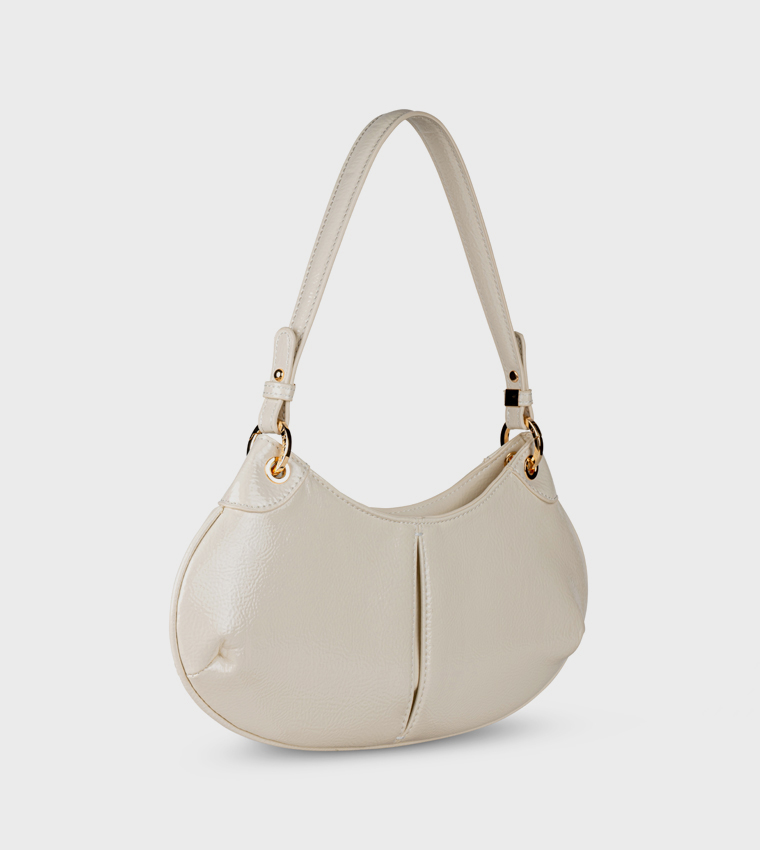 Textured Zip Closure Shoulder Bag