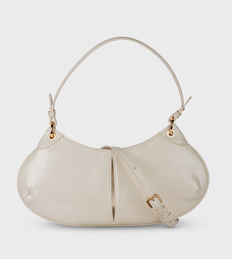 Textured Zip Closure Shoulder Bag