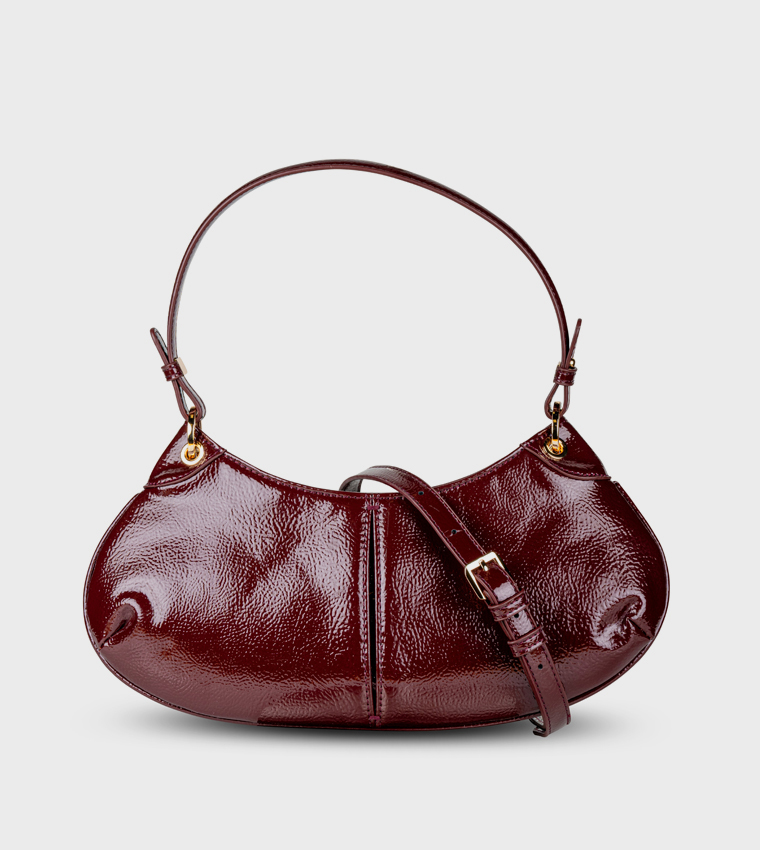 Textured Zip Closure Shoulder Bag