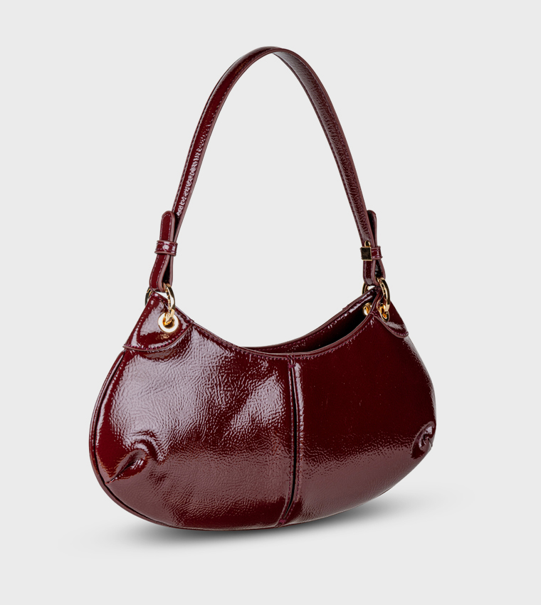 Textured Zip Closure Shoulder Bag