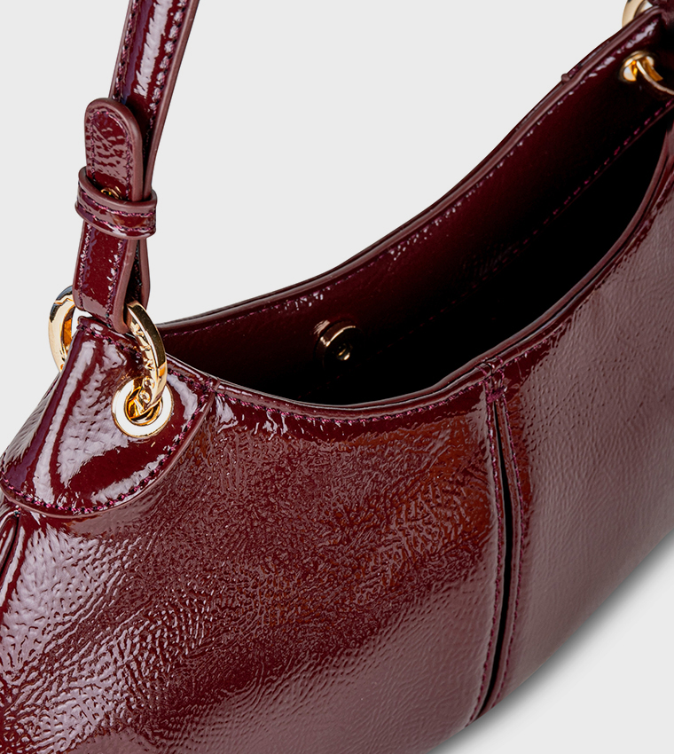 Textured Zip Closure Shoulder Bag