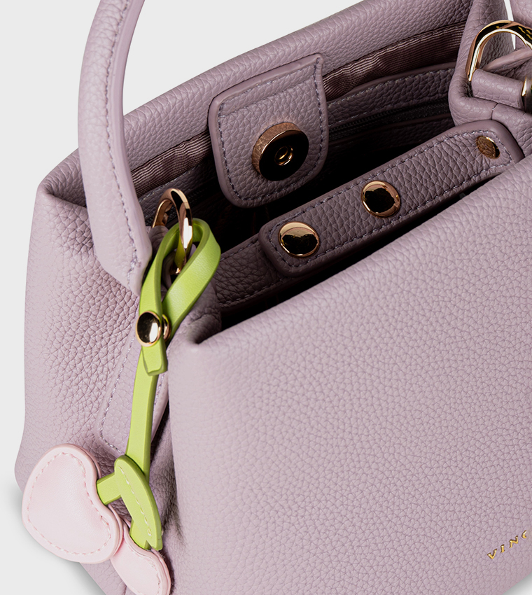 Textured Snap Button Handheld Bag