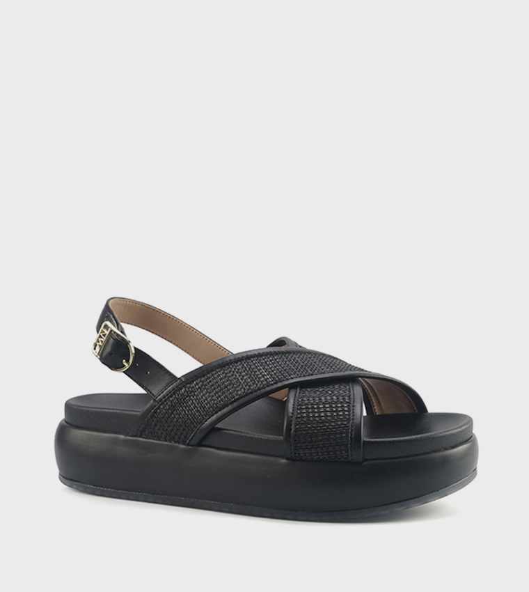 VITA Textured Slingback Platform Sandals
