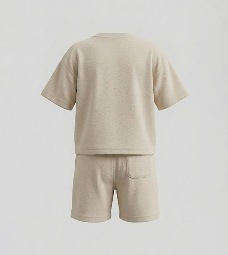Solid Crew Neck Boxy T-Shirt & Shorts Set