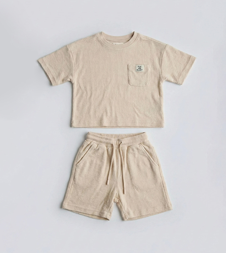 Solid Crew Neck Boxy T-Shirt & Shorts Set