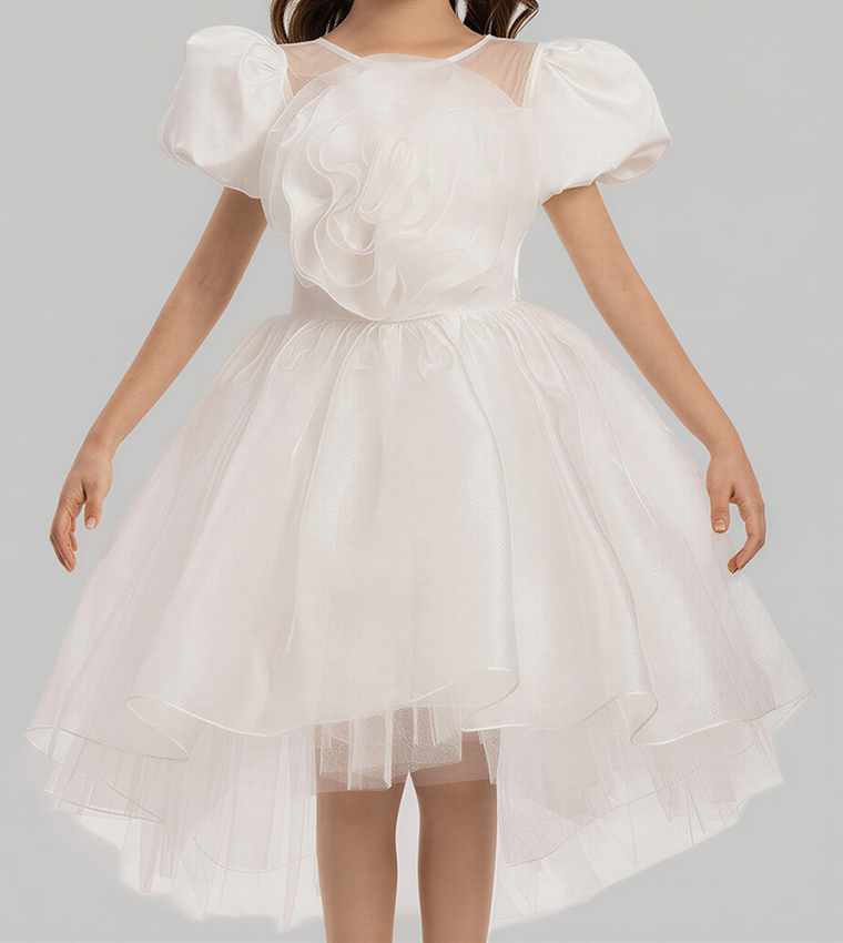 Appliqued High-Low Dress