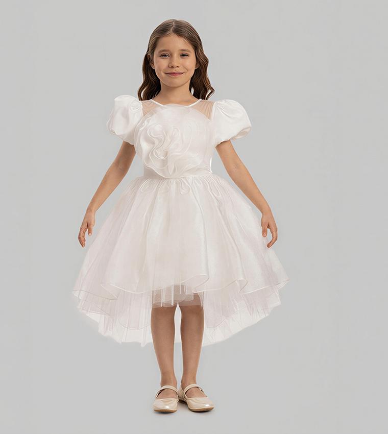 Appliqued High-Low Dress