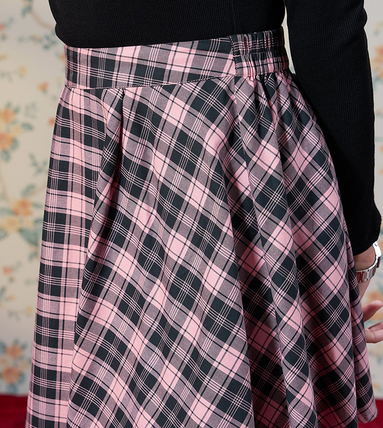 Plaid Cotton Mini Skirt