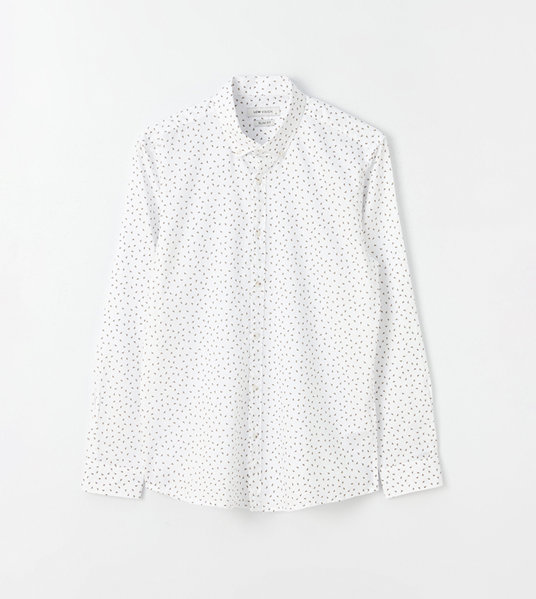 قميص سليم فيت بأكمام طويلة بنقشة