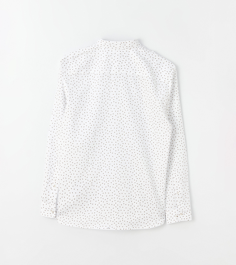 قميص سليم فيت بأكمام طويلة بنقشة