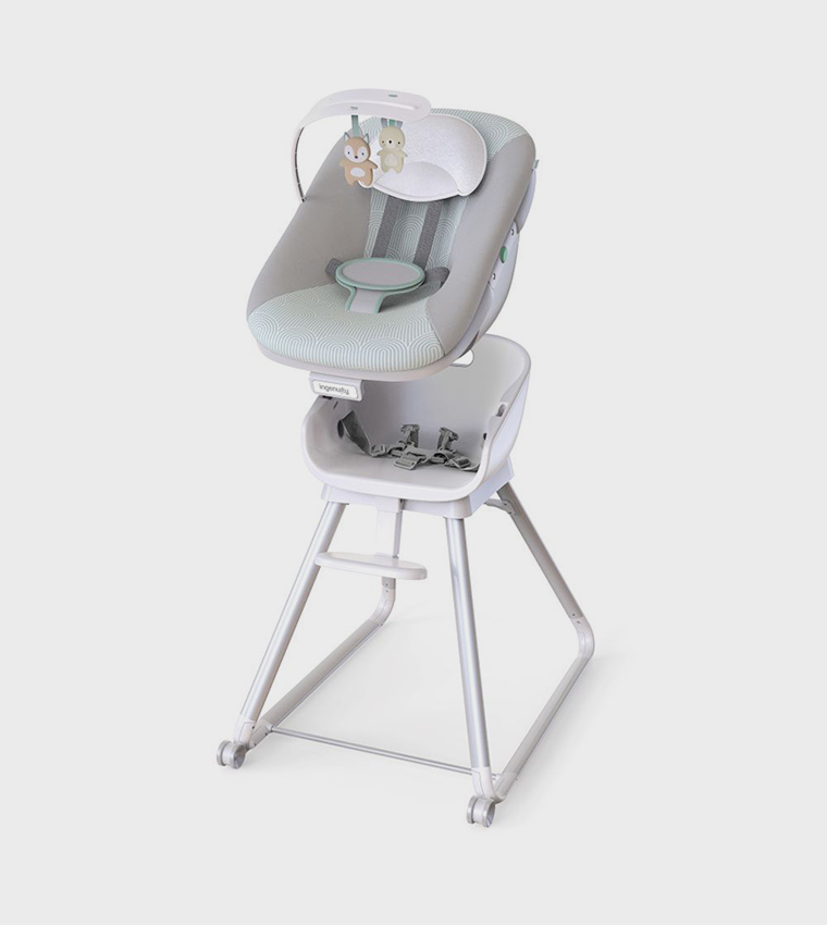Beanstalk Baby to Big Kid 6-in-1 High Chair Converts from Soothing Infant Seat and Dining Booster Seat (Ray)
