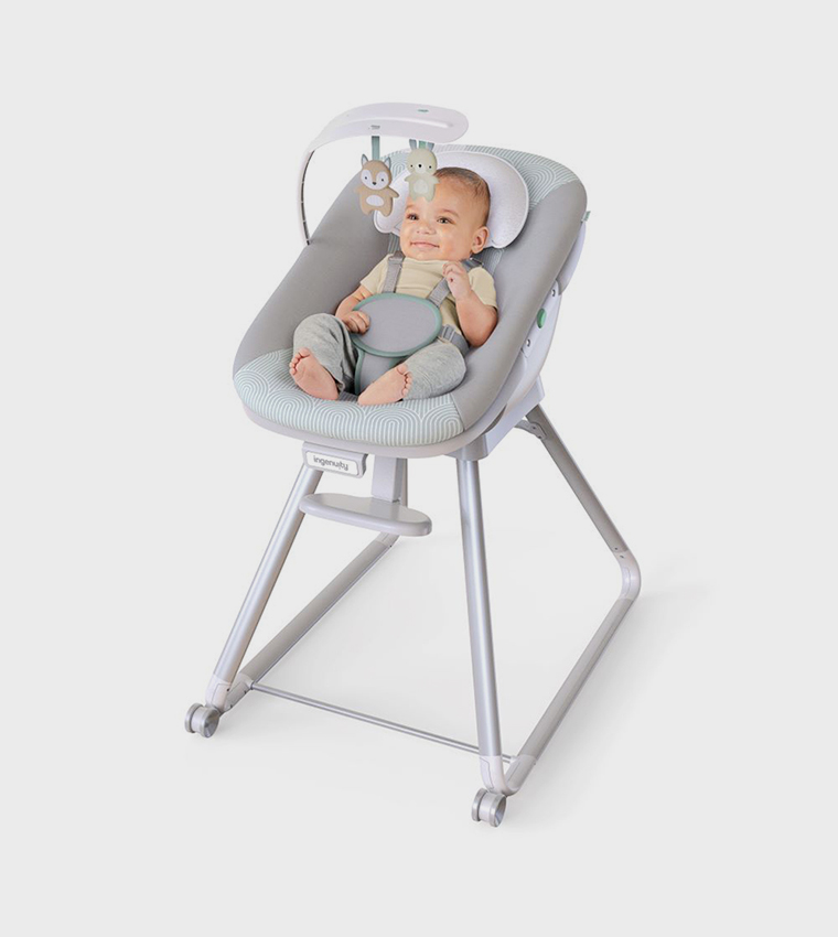 Beanstalk Baby to Big Kid 6-in-1 High Chair Converts from Soothing Infant Seat and Dining Booster Seat (Ray)