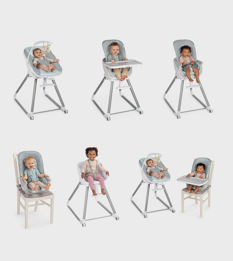Beanstalk Baby to Big Kid 6-in-1 High Chair Converts from Soothing Infant Seat and Dining Booster Seat (Ray)