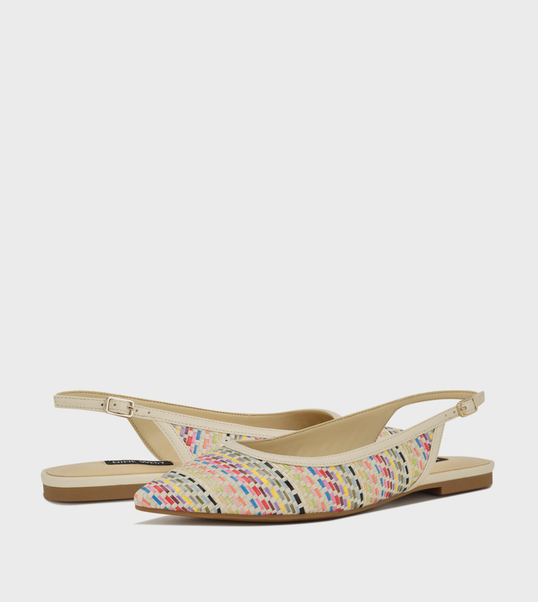 BRIN Tweed Slingback Flat Shoes