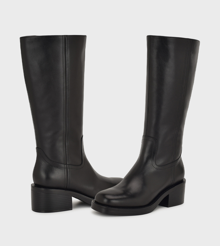 BROKLYN Solid Square Toe Mid Calf Boots