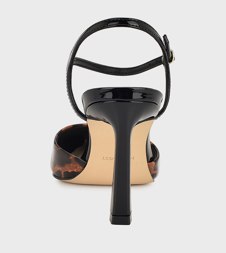 حذاء كعب لامع بحزام كاحل