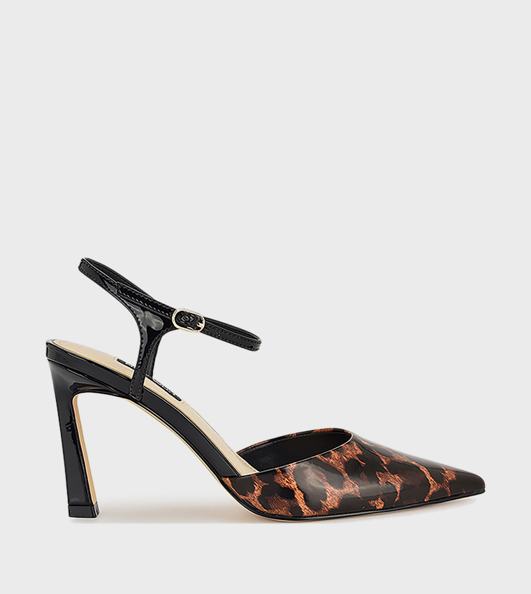 حذاء كعب لامع بحزام كاحل