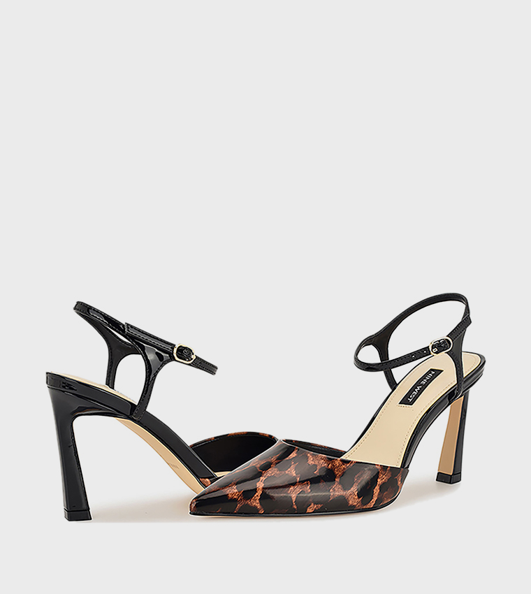 حذاء كعب لامع بحزام كاحل