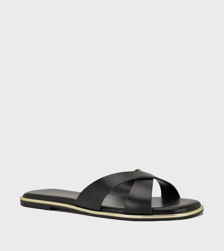 ناين وست  الصنادل المسطحة - أسود Flat Sandals