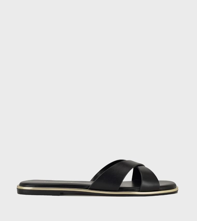 ناين وست  الصنادل المسطحة - أسود Flat Sandals
