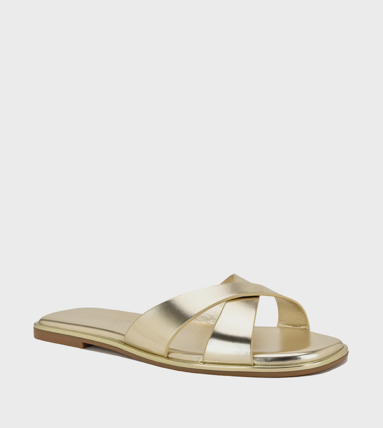 Nine West  Flat Sandals - Gold Flat Sandals