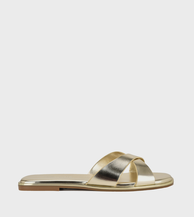 Nine West  Flat Sandals - Gold Flat Sandals
