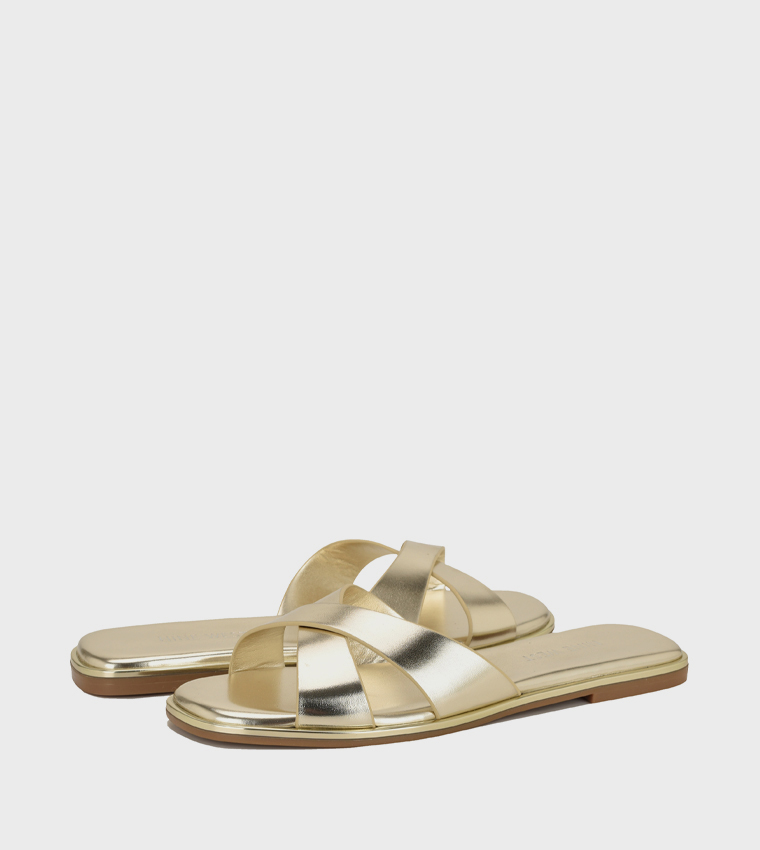 Nine West  Flat Sandals - Gold Flat Sandals