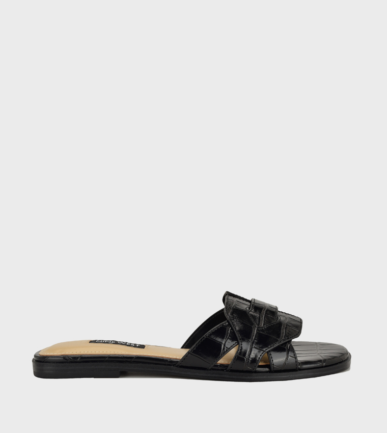 GINSAN3 Texture Open Toe Flat Sandals