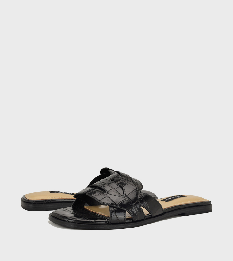 GINSAN3 Texture Open Toe Flat Sandals