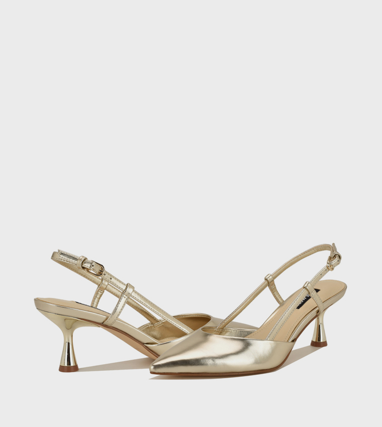 حذاء كعب بحزام خلفي ومقدمة مدببة