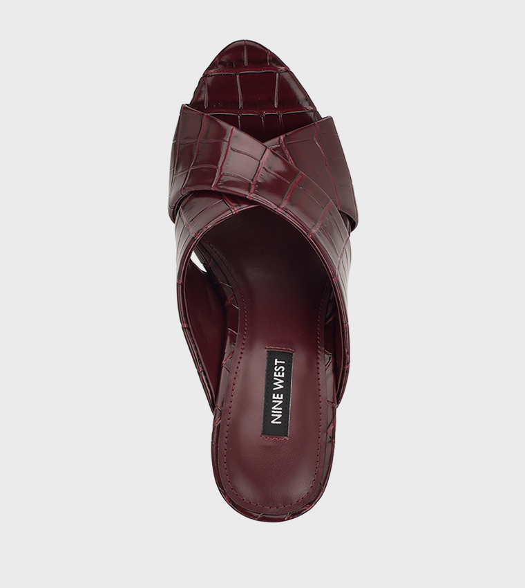 SANCIE Textured Criss-Cross Strap Heeled Sandals