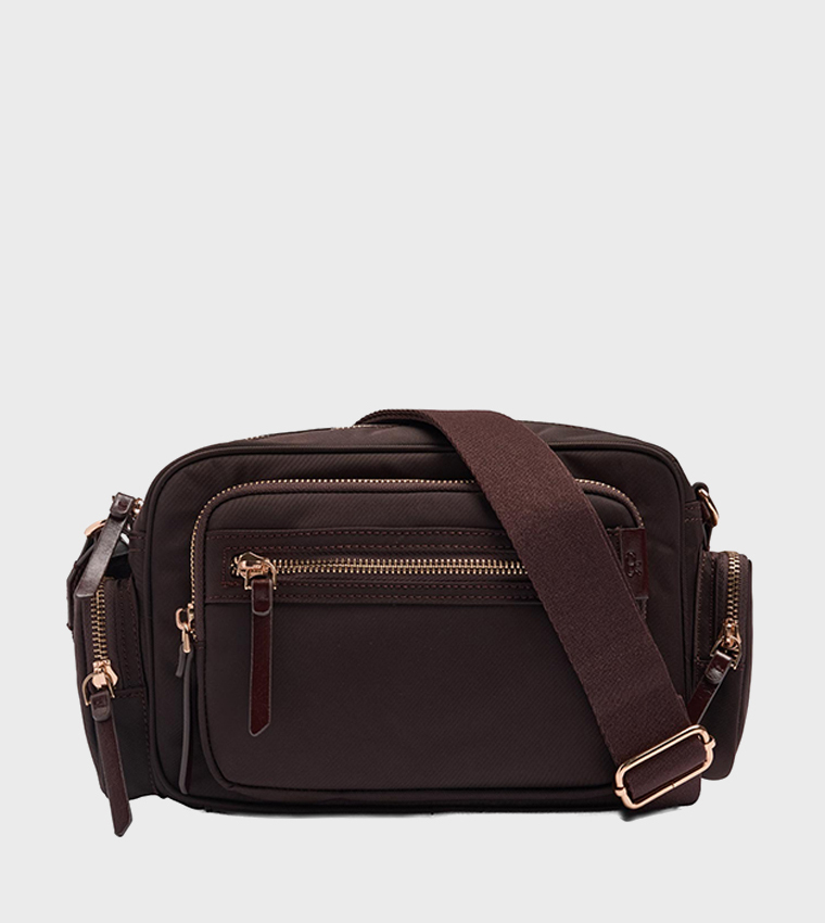 Solid Zipper Crossbody Bag
