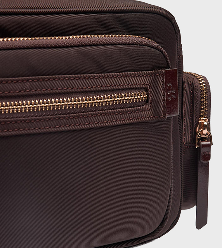 Solid Zipper Crossbody Bag