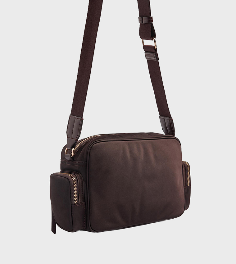 Solid Zipper Crossbody Bag