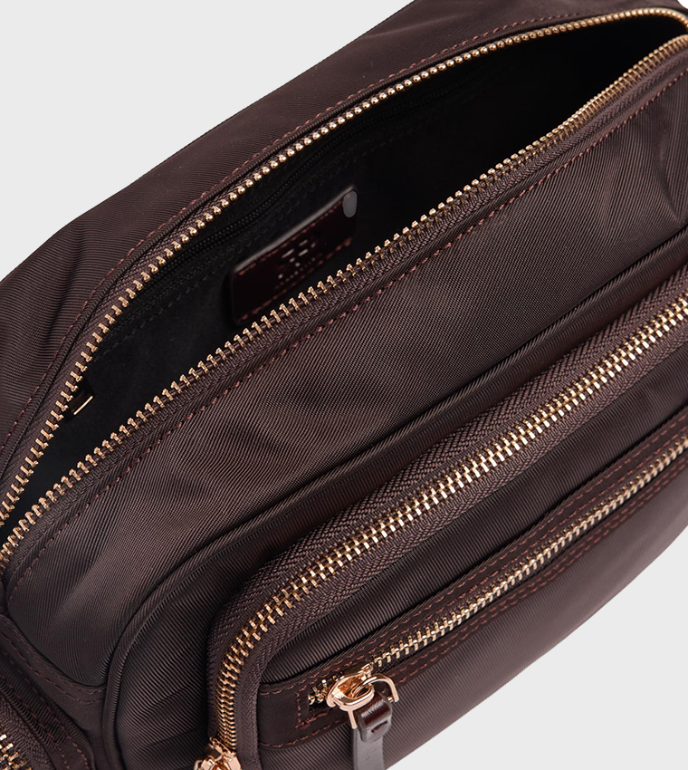 Solid Zipper Crossbody Bag