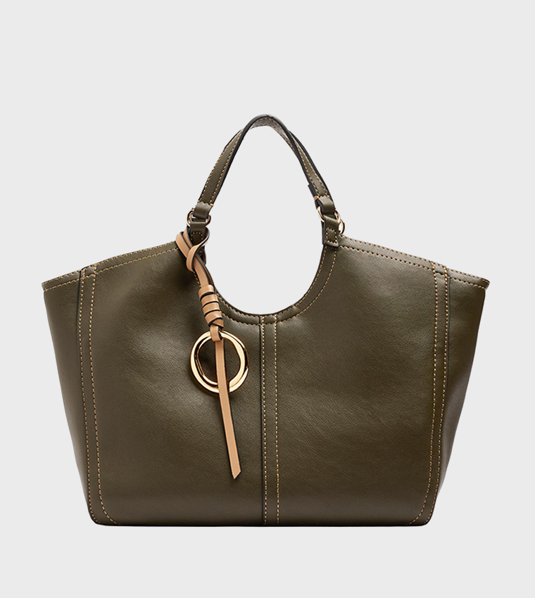 Solid Ring Charm Tote Bag
