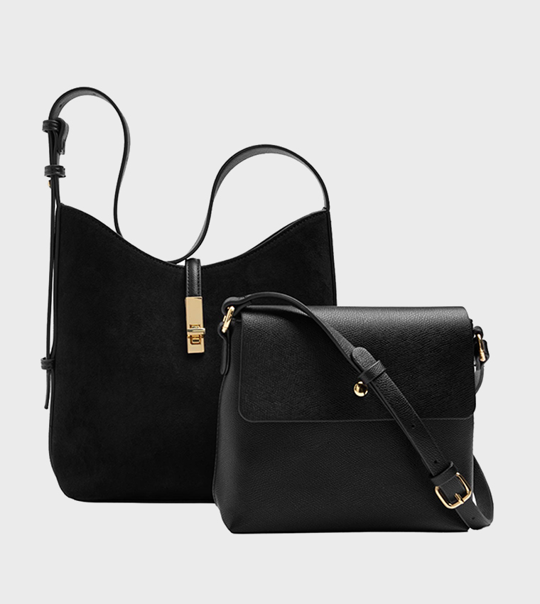 Solid Twist Lock Shoulder Bag