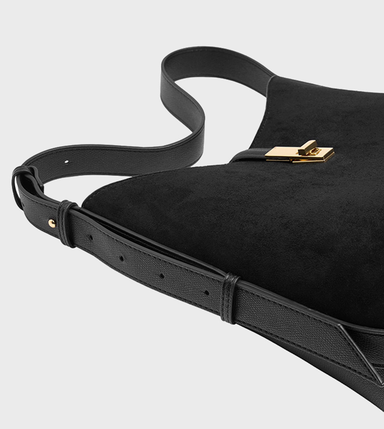Solid Twist Lock Shoulder Bag