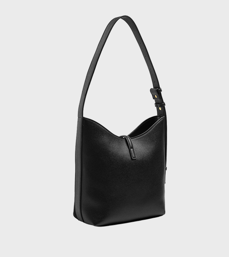 Solid Twist Lock Shoulder Bag