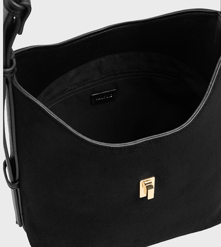Solid Twist Lock Shoulder Bag