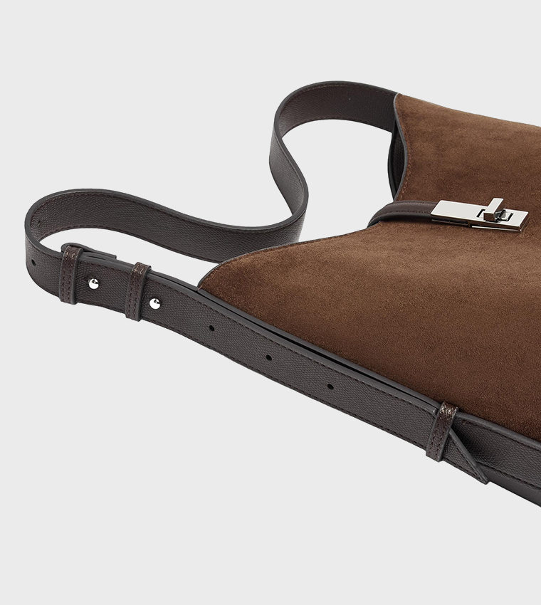 Textured Twist Lock Shoulder Bag
